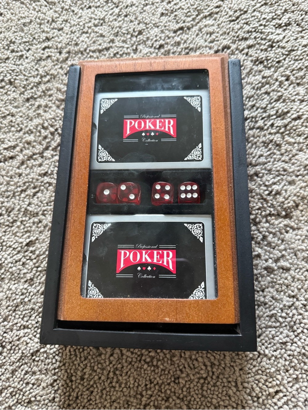 Poker Card and Dice Set - Black and Brown